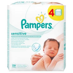 Детские влажные салфетки PAMPERS Sensitive Сменный блок 4Х56 шт.