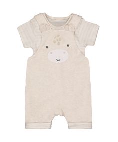 Комбинезон на бретелях и боди в комплекте, кремовый Mothercare