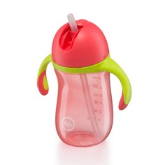 Поильник с трубочкой и ручками 260мл. 2.0 Happy Baby, цвет: красный
