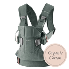 Рюкзак-переноска BabyBjorn ONE Cotton Oganic, серо-зеленый