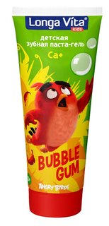 Детская зубная паста-гель Longa Vita серии Angry Birds Bubble Gum, цвет: зеленый