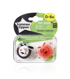 Пустышки силиконовые Tommee Tippee AnyTime Коровка и песик" 0-6 мес., 2 шт.
