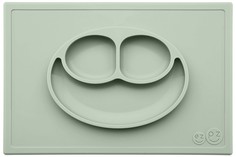 Силиконовая тарелка-плейсмат Ezpz Happy Mat, цвет: оливковый