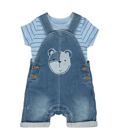 Комбинезон-шорты джинсовый и боди в комплекте Mothercare