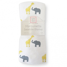 Пеленка детская тонкая SwaddleDesigns Маркизет Y Giraffe/Elephant, цвет: желтый