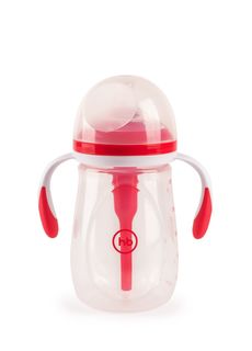 Бутылочка антиколиколиковая с ручками и соской Happy Baby ruby, 300 мл, красный