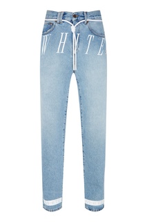 Голубые джинсы с надписью Off White
