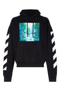 Черное худи с принтом Off White