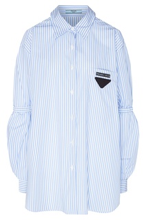 Рубашка в бело-голубую полоску Prada