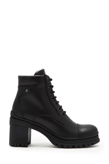 Черные кожаные ботинки на шнуровке Prada