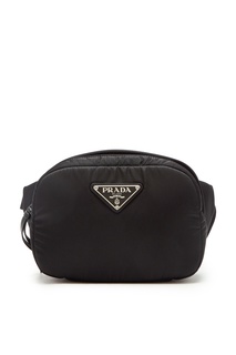 Черная текстильная сумка на пояс Prada