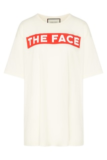 Молочная футболка с контрастной надписью Gucci
