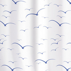 Штора для ванной комнаты Tatkraft SEAGULL TEXTILE тканевая со специальной водоотталкивающей пропиткой и антигрибковым покрытием (14688)