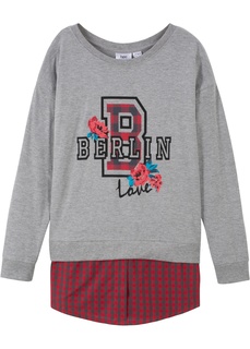 Футболка с рубашечной вставкой Bonprix