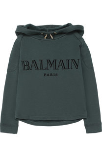 Хлопковое худи с логотипом бренда Balmain