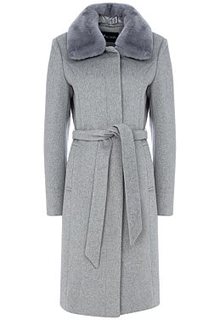 Полушерстяное пальто с отделкой мехом кролика Acasta