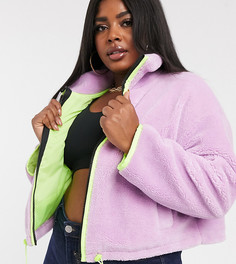 Короткая флисовая куртка с яркой отделкой ASOS DESIGN Curve - Зеленый