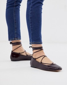 Бордовые балетки ASOS DESIGN Laffy ghillie - Красный