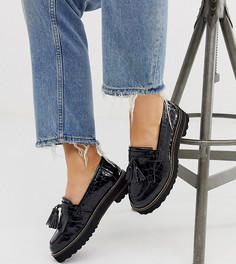 Черные кожаные лоферы на массивной подошве для широкой стопы ASOS DESIGN - Черный