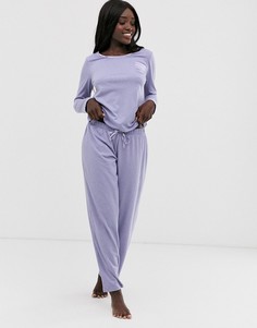 Комбинируемые трикотажные брюки с атласной вставкой ASOS DESIGN - Фиолетовый
