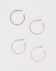 Набор золотистых серег-колец ASOS DESIGN 2 пары