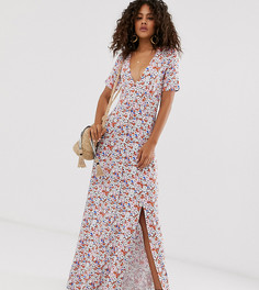 Чайное платье макси с пуговицами и разрезами ASOS DESIGN Tall - Мульти