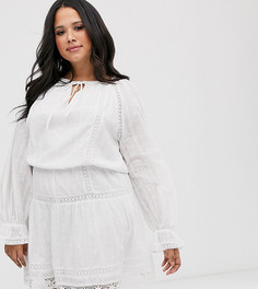 Короткое приталенное платье с кружевными вставками ASOS DESIGN Curve - Белый