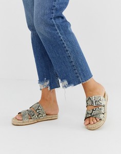 Кожаные эспадрильи со змеиным рисунком и пряжками ASOS DESIGN Jazz - Серый
