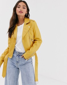Полиуретановая байкерская куртка Glamorous - Желтый