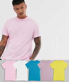 Набор футболок с круглым вырезом из органического хлопка ASOS DESIGN 5 шт.