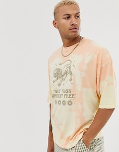 Oversize-футболка с принтом тай-дай и львом ASOS DESIGN - Оранжевый