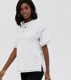 Oversize-футболка с асимметричным подолом и контрастными строчками ASOS DESIGN Maternity - Белый