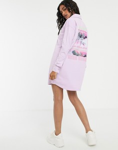 Сиреневое трикотажное платье-рубашка с принтом сзади Missguided - Фиолетовый
