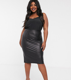 Юбка миди из искусственной кожи ASOS DESIGN Curve - Черный