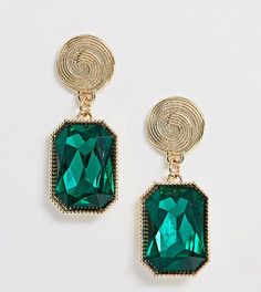 Броские серьги с зелеными камнями Reclaimed Vintage inspired - Золотой