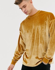 Коричневый велюровый oversize-лонгслив ASOS DESIGN - Коричневый