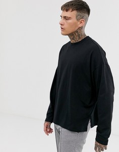 Черный oversize-лонгслив с разрезами по бокам ASOS DESIGN - Черный