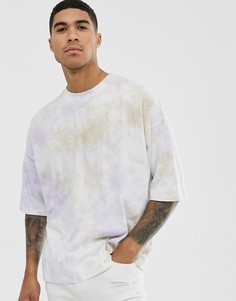 Свободная футболка с рукавами до локтя и принтом тай-дай ASOS DESIGN - Мульти