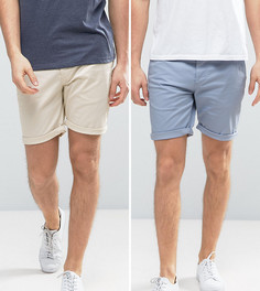 2 пары узких шортов чиносов (синие и бежевые) ASOS СКИДКА