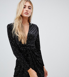 Черное бархатное платье мини с блестками Missguided - Черный