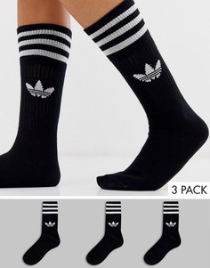 Черные однотонные носки adidas Originals 3 пары