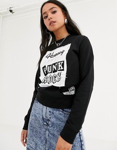 Свитшот с надписью punk rock Love Moschino - Черный