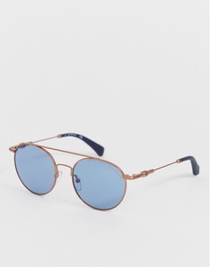 Круглые солнцезащитные очки-авиаторы в оправе медного цвета Calvin Klein Jeans - Медный