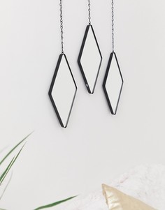 Набор из 3 зеркал в черной ромбовидной оправе Umbra - Мульти