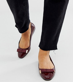 Темно-бордовые балетки для широкой стопы с бантом ASOS DESIGN Lexy