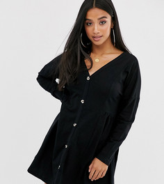 Свободное платье на пуговицах ASOS DESIGN petite - Черный