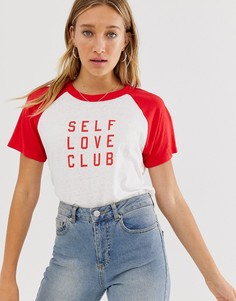 Футболка с надписью Self love club Monki - Мульти