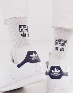 Спортивные носки с надписью do you like my socks ASOS DESIGN - Белый