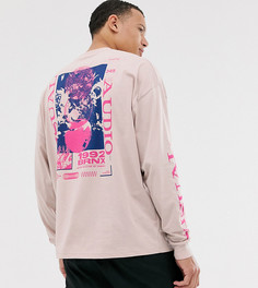 Футболка с длинным рукавом-oversize с цветочным принтом на груди и спине ASOS DESIGN Tall - Белый