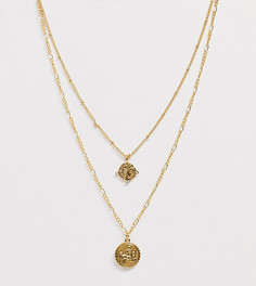 Ярусное ожерелье с медальоном и покрытием 14-каратным золотом Reclaimed Vintage inspired - Золотой